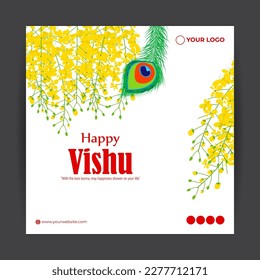 Vector illustration of Happy Vishu social media story feed mockup template, Tamil new year