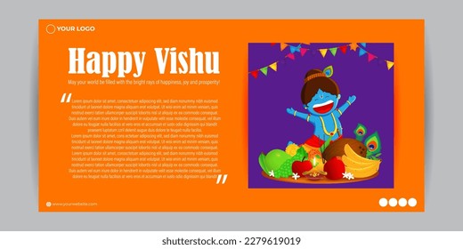 Vector illustration of Happy Vishu social media story feed mockup template, Tamil new year