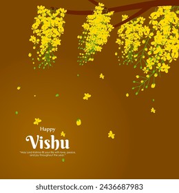 Vector illustration of Happy Vishu social media feed template