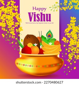 Vector illustration of Happy Vishu wishes greeting banner