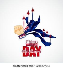 Vector illustration of Happy Waitangi Day in New Zealand banner