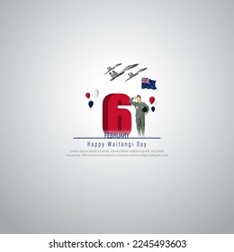 Cartel del Día Feliz Waitangi en Nueva Zelanda