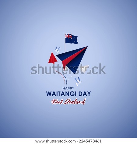 Vector illustration of Happy Waitangi Day in New Zealand banner
