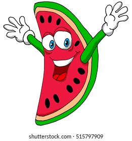 A Vector Illustration of a Happy Watermelon