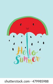 Vector illustration of a happy watermelon character.