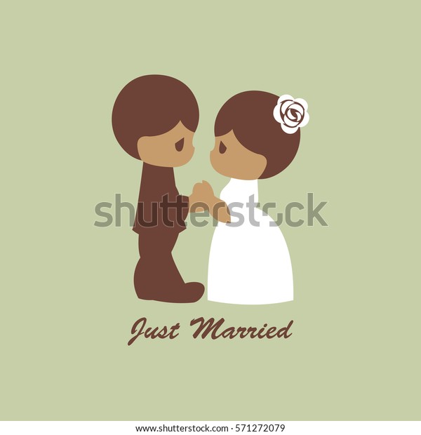 Vector Illustration Happy Wedding Day Card Stock Vector Royalty