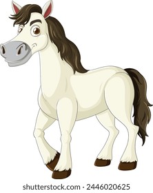 Vector illustration of a happy white horse.