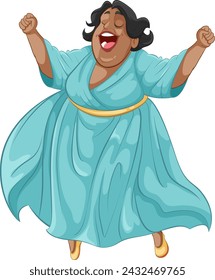 Vector illustration of a happy woman cheering