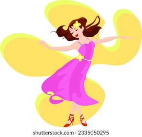vector illustration happy woman dancing