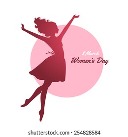 Vector illustration of Happy Women Day pink background