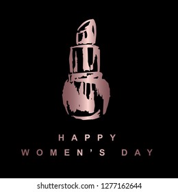 Vector Illustration of Happy Women's Day of Makeup Lipstick. Graphic Design for T-shirt, Poster, Card and Background.