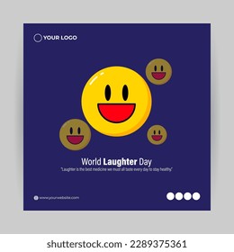 Vector illustration of Happy World Laughter Day social media story feed mockup template