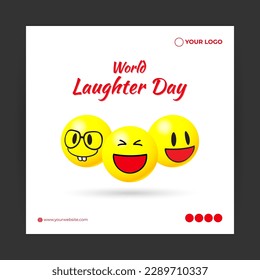 Vector illustration of Happy World Laughter Day social media story feed mockup template