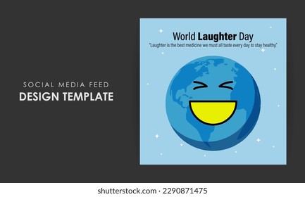 Vector illustration of Happy World Laughter Day social media story feed set mockup template