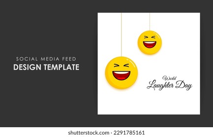 Vector illustration of Happy World Laughter Day social media story feed set mockup template