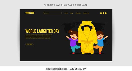 Vector illustration of Happy World Laughter Day Website landing page banner mockup Template