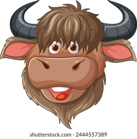 Vector illustration of a happy yak face