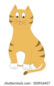 vector illustration of a happy yellow striped cat
