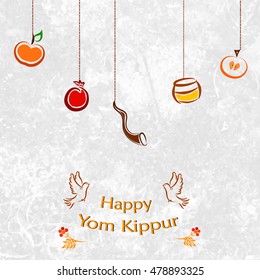 Vector illustration of Happy Yom Kippur background for Israel festival.