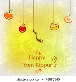 Vector illustration of Happy Yom Kippur background for Israel festival.