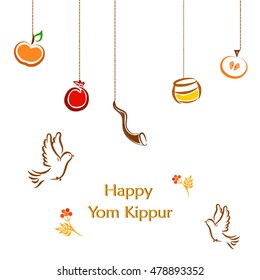 Vector illustration of Happy Yom Kippur background for Israel festival.