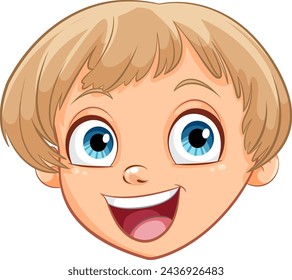 Vector illustration of a happy young boy's face.