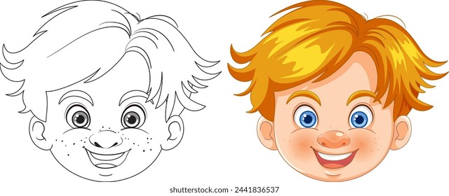 Vector illustration of a happy young boy's face