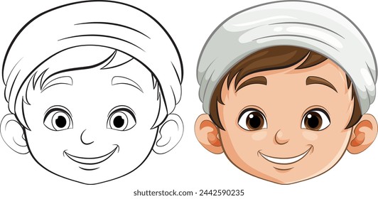 Vector illustration of a happy young boy's face
