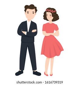Vector illustration of happy  young couple together. love , in love, wedding, valentine, relationship