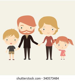 Vector illustration of happy young family