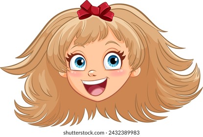 Vector illustration of a happy young girl smiling
