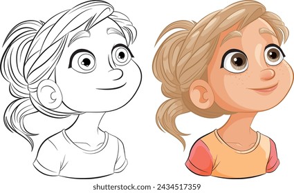 Vector illustration of a happy young girl