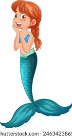 Vector illustration of a happy young mermaid