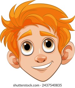 Vector illustration of a happy, young redhead boy