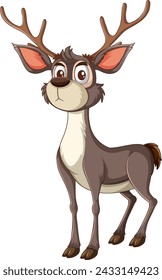 Vector illustration of a happy, young reindeer.