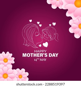 Vector illustration of HappyMother's Day social media story feed mockup template