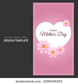 Vector illustration of HappyMother's Day social media story feed set mockup template