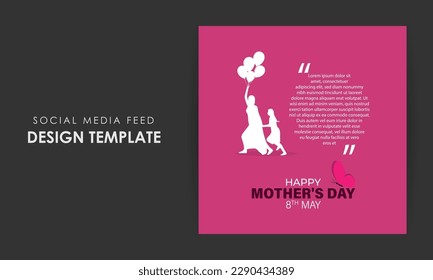 Vector illustration of HappyMother's Day social media story feed set mockup template