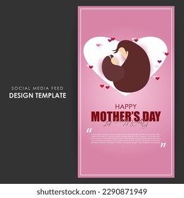 Vector illustration of HappyMother's Day social media story feed set mockup template