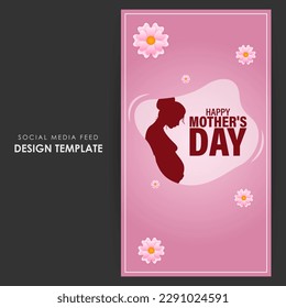 Vector illustration of HappyMother's Day social media story feed set mockup template