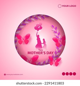 Vector illustration of HappyMother's Day social media story feed mockup template