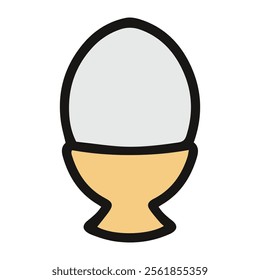 vector illustration of hard boiled egg in egg holder, ready to eat for breakfast