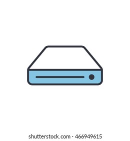 Vector Illustration Of Hard Drive Icon. Mono Color Image In Modern Thin Line Design. Eps10 Format Sign For Web Graphics. Isolated On White Background.