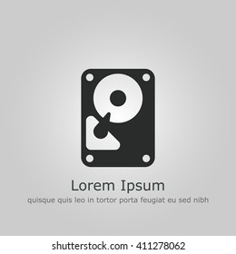Vector illustration of hard drive sign icon on grey background.
