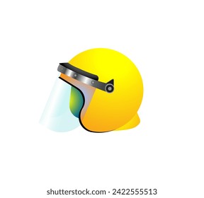 Ilustración vectorial de un sombrero duro o casco con protección facial transparente