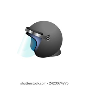 Vector illustration of a hard hat or helmet with transparent face protection	