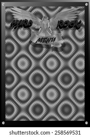 vector illustration of hard rock menu with an eagle and the inscription volume