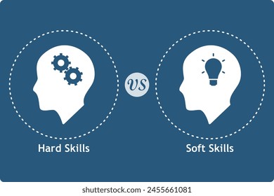 vector illustration of Hard skills and Soft skills. Infographic template. Editable icon