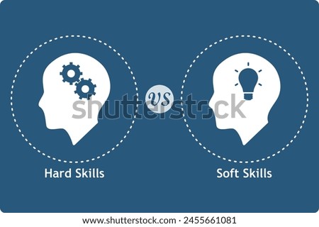 vector illustration of Hard skills and Soft skills. Infographic template. Editable icon