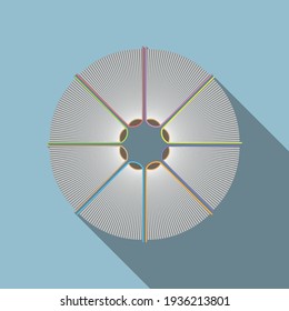 Vector illustration. Hardback books in a circle. Top view.